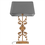 Настольная лампа на ажурном чугунном основании с серым абажуром Openwork Lamp варинант исполнения - 3 | Loft Concept в Омске