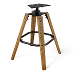 Барный стул со спинкой и металлической подставкой на 4-х деревянных ножках Бежевый Велюр Vendramin Chair варинант исполнения - 9 | Loft Concept в Омске