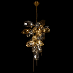 Люстра подвесная вытянутой формы с плафонами из стекла и металла с двумя вертикальными подвесками Gilded Mirage  варинант исполнения - 6 | Loft Concept в Омске