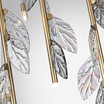 Люстра с золотистыми трубками и прозрачными стеклянными листьями на подвесах Sylva  варинант исполнения - 7 | Loft Concept в Омске