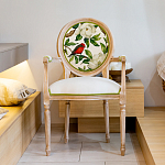 Стул с подлокотниками золотистый из бука с изображением птиц и цветов Blooming Red Birds варинант исполнения - 3 | Loft Concept в Омске