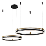 Люстра подвесная с двумя кольцами черного и золотого цвета Ring Horizontal варинант исполнения - 2 | Loft Concept в Омске