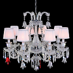 Люстра с 8-ю белыми текстильными абажурами и хрустальными подвесками Lustre Reverie варинант исполнения - 1 | Loft Concept в Омске