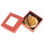 Зеркало карманное складное круглое из натурального камня Оникс в подарочной упаковке Gold Stone Mirrors варинант исполнения - 3 | Loft Concept в Омске