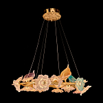Люстра круглая на золотом каркасе с птичками и цветочным декором Miscellaneous herbs варинант исполнения - 1 | Loft Concept в Омске