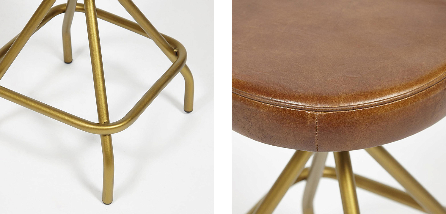 Стул из кожи буйвола Industrial leather stool Стул из кожи буйвола Industrial leather stool - Loft-Concept в Омске