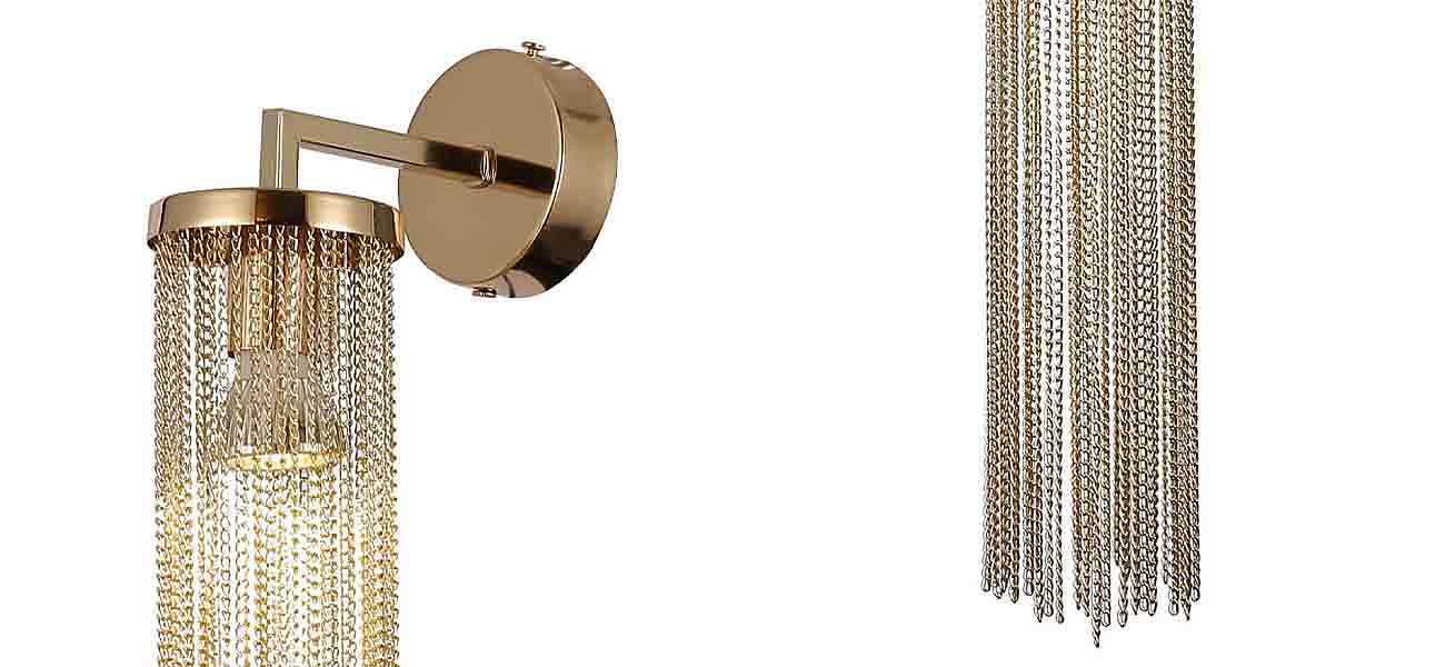 Бра с декором из цепочек ATLANTIS CHAIN Золото - Loft-Concept в Омске