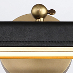 Светильник для картин цвет винтажная латунь с прямоугольным плафоном из кожи черного цвета Alora варинант исполнения - 5 | Loft Concept в Омске