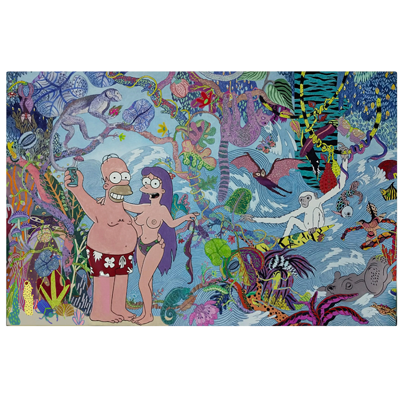 Арт Homer Simpson in Paradise II картина на холсте Симсоны  Мульти в Омске | Loft Concept 