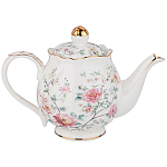 Чайник из фарфора белый с цветочным принтом Flower Porcelain Collection варинант исполнения - 1 | Loft Concept в Омске