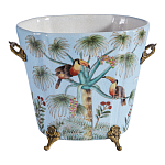 Кашпо из голубого фарфора с бронзовыми элементами Blue Garden варинант исполнения - 1 | Loft Concept в Омске