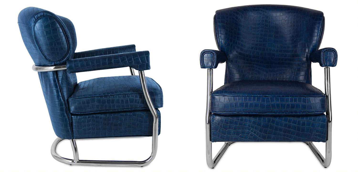 Кресло Eggert Armchair blue leather Кресло Eggert Armchair blue leather - Loft-Concept в Омске