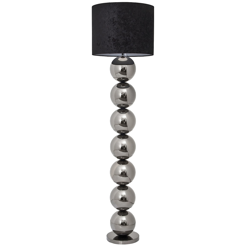 Торшер с основанием в виде металлических сфер Balance Floor Lamp Black Черный Темный хром Торшер с основанием в виде металлических сфер Balance Floor Lamp Black Черный Темный хром в Омске | Loft Concept