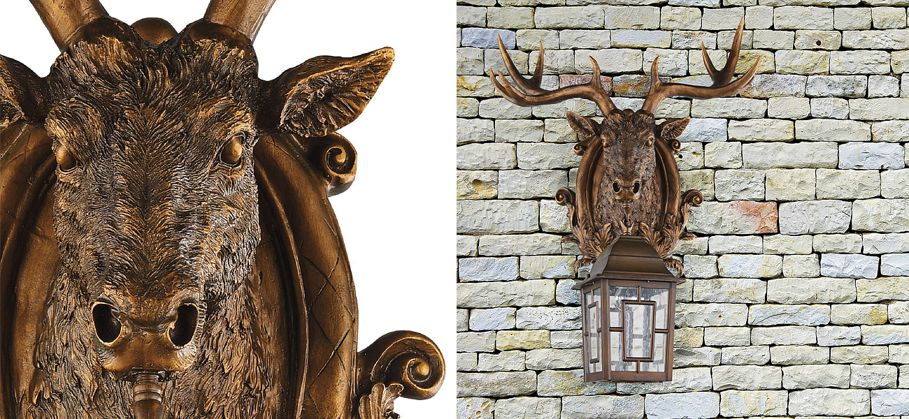 Коричневый уличный светильник с головой лося ANIMAL LANTERN - Loft-Concept в Омске