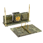 Настольный письменный набор из змеевика с гербом России Successful Leader варинант исполнения - 3 | Loft Concept в Омске