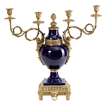 Подсвечник из темно-синего фарфора на бронзовой подставке с фигурками ангелов и декоративными ручками Eden Garden варинант исполнения - 1 | Loft Concept в Омске