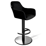 Барный стул вращающийся со спинкой и подлокотниками Douglas Rhombus Черный Велюр варинант исполнения - 1 | Loft Concept в Омске