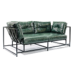 Диван Лофт Натуральная Винтажная кожа Зеленый Two Seat Encounter Leather Sofa варинант исполнения - 2 | Loft Concept в Омске