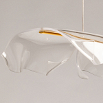 Люстра линейная с 3-мя белыми волнистыми плафонами Wave Line варинант исполнения - 8 | Loft Concept в Омске