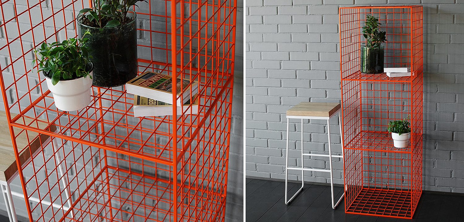 Стеллаж Carney Orange Industrial Metal Rust Rack Стеллаж Carney Orange Industrial Metal Rust Rack - Loft-Concept в Омске