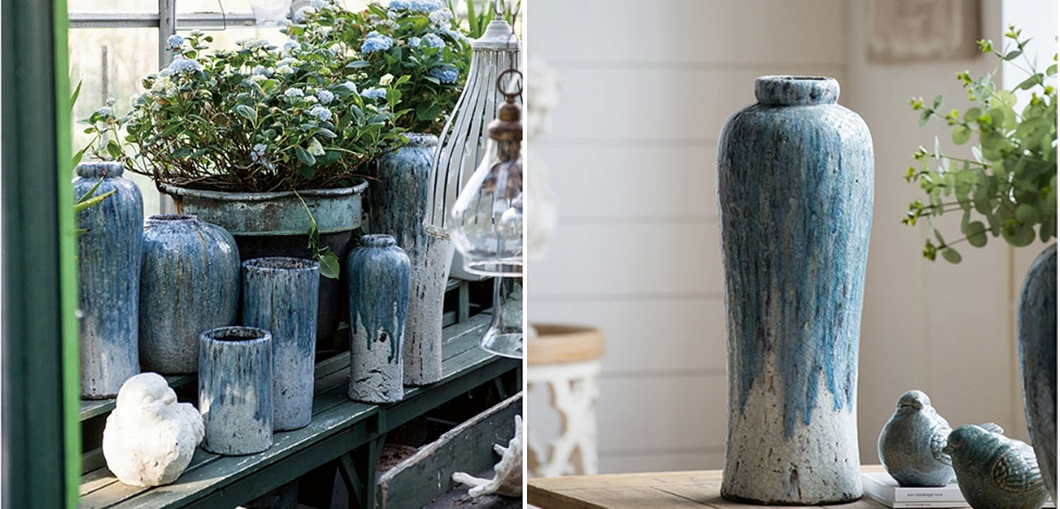 Ваза Terracotta Vase blue-white high - Loft-Concept в Омске