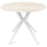 Стол обеденный с круглой столешницей из керамики на четырех белых ножках Sand Ceramics варинант исполнения - 1 | Loft Concept в Омске
