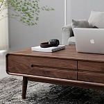 Кофейный стол из массива дерева с выдвижными ящиками Coffee Walnut Table варинант исполнения - 5 | Loft Concept в Омске