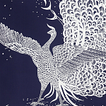 Обои ручная роспись в стиле Арт-деко Whistler Peacocks Special Colourway on Empire Blue dyed silk варинант исполнения - 2 | Loft Concept в Омске