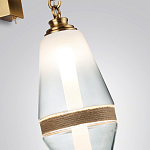 Бра со стеклянным плафоном конусообразной формы и декоративной вставкой из джута Tectona  варинант исполнения - 5 | Loft Concept в Омске