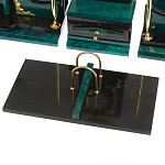 Настольный письменный набор из змеевика тёмно-зелёного цвета с декором в виде орла Successful Leader варинант исполнения - 4 | Loft Concept в Омске