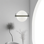 Светодиодный подвесной светильник круглой формы с металлическим черным каркасом Marble Glow варинант исполнения - 5 | Loft Concept в Омске