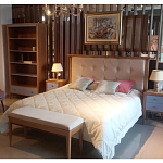 Кровать из массива бука с мягким изголовьем Tasteful Furniture варинант исполнения - 2 | Loft Concept в Омске