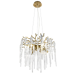 Люстра подвесная круглая в виде ветвей деревьев бронзового цвета с прозрачными подвесками-каплями Droplet Chandelier варинант исполнения - 1 | Loft Concept в Омске