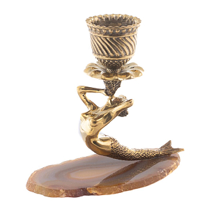 Подсвечник бронзовый из натурального камня агат Stone Candlestick