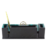 Настольный письменный набор из змеевика с часами и календарницей Successful Leader варинант исполнения - 3 | Loft Concept в Омске