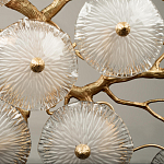 Потолочная люстра круглая ветвистыми бронзовыми элементами и стеклянными рифлеными дисками Textured Glass Chandelier варинант исполнения - 5 | Loft Concept в Омске