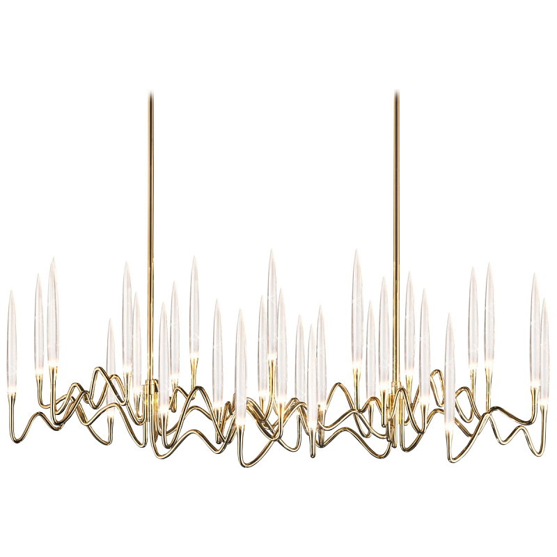 Люстра Il Pezzo Chandelier Brass and Crystals Прозрачный Золотой в Омске | Loft Concept 