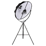 Торшер в виде прожектора с круглым тканевым абажуром на треноге черного цвета Radiance Éclat варинант исполнения - 2 | Loft Concept в Омске