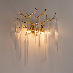 Бра золотого цвета с разветвленными ветвями и длинными прозрачными подвесками в форме стеклянных сосулек Droplet Chandelier варинант исполнения - 2 | Loft Concept в Омске