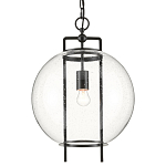 Подвесной светильник в форме шара из прозрачного стекла на линейном черном каркасе  Glass Ball with Seeds варинант исполнения - 2 | Loft Concept в Омске