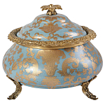 Шкатулка голубого цвета с золотым растительным узором Eden Garden варинант исполнения - 1 | Loft Concept в Омске