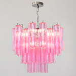 Элитная Люстра Textured Glass Pink Chandelier Ярко Розовое стекло варинант исполнения - 3 | Loft Concept в Омске