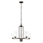 Люстра бронзового цвета с 5-ю матовыми стеклянными плафонами Generation Lighting варинант исполнения - 2 | Loft Concept в Омске