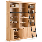 Книжный шкаф из массива сосны с металлической лестницей Burton Wood Cabinet варинант исполнения - 3 | Loft Concept в Омске