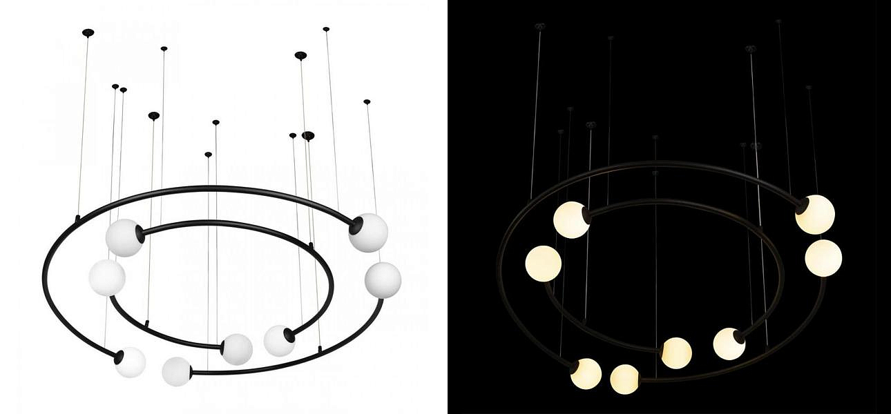Дизайнерская Модульная Люстра PLANETARY two rings Black 100 см Дизайнерская Модульная Люстра PLANETARY two rings Black 100 см - Loft-Concept в Омске
