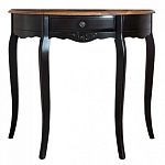 Консоль черная полукруглая из массива березы с ящиком и состаренным эффектом Vintage варинант исполнения - 1 | Loft Concept в Омске