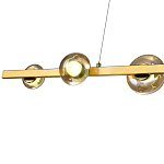 Люстра светодиодная линейная с 6-ю круглыми плафонами коньячного цвета Iona Chandelier Brass  варинант исполнения - 2 | Loft Concept в Омске