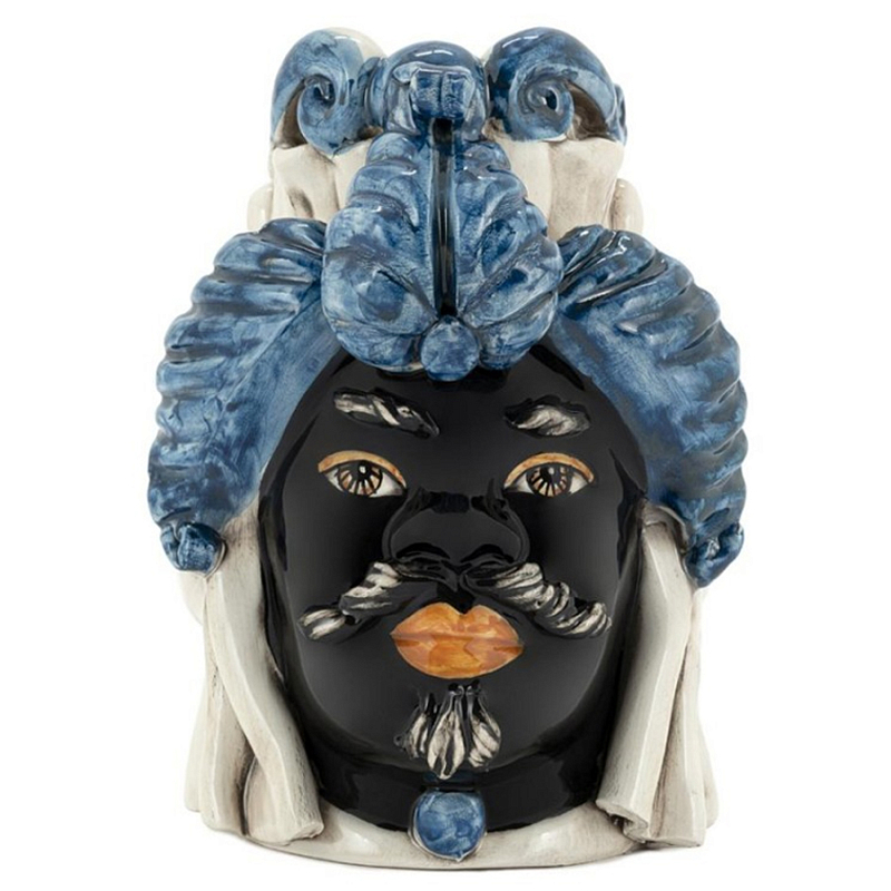 Ваза Vase Moro Man Small Blue Черный Синий Бежевый Ваза Vase Moro Man Small Blue Черный Синий Бежевый в Омске | Loft Concept