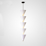 Подвесной светильник светодиодный в виде ряда белых металлических конусов  Herringbone варинант исполнения - 3 | Loft Concept в Омске