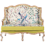 Диван из натурального бука бежевый с изображением птиц и цветов Beige Green Chinoiserie Garden Sofa варинант исполнения - 7 | Loft Concept в Омске
